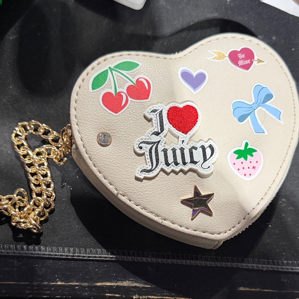 Juicy Couture Beige Heart Crossbody with Gold Chain